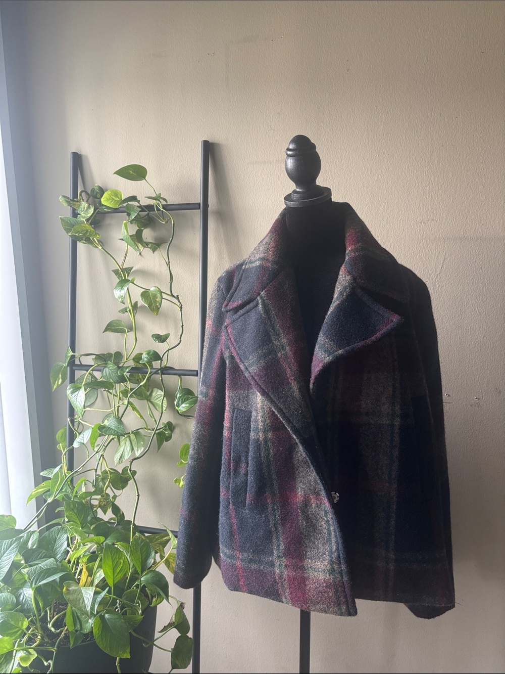 Laundry By Shelli Segal Women's Plaid Wool Blend Coat - Black, Burgundy, Green